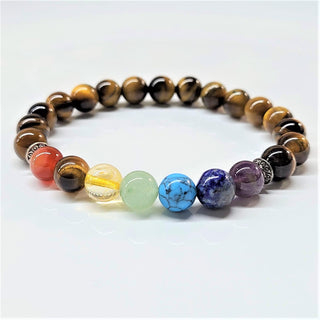 Chakra Bracelet (Tiger Eye Base) ~ 8mm